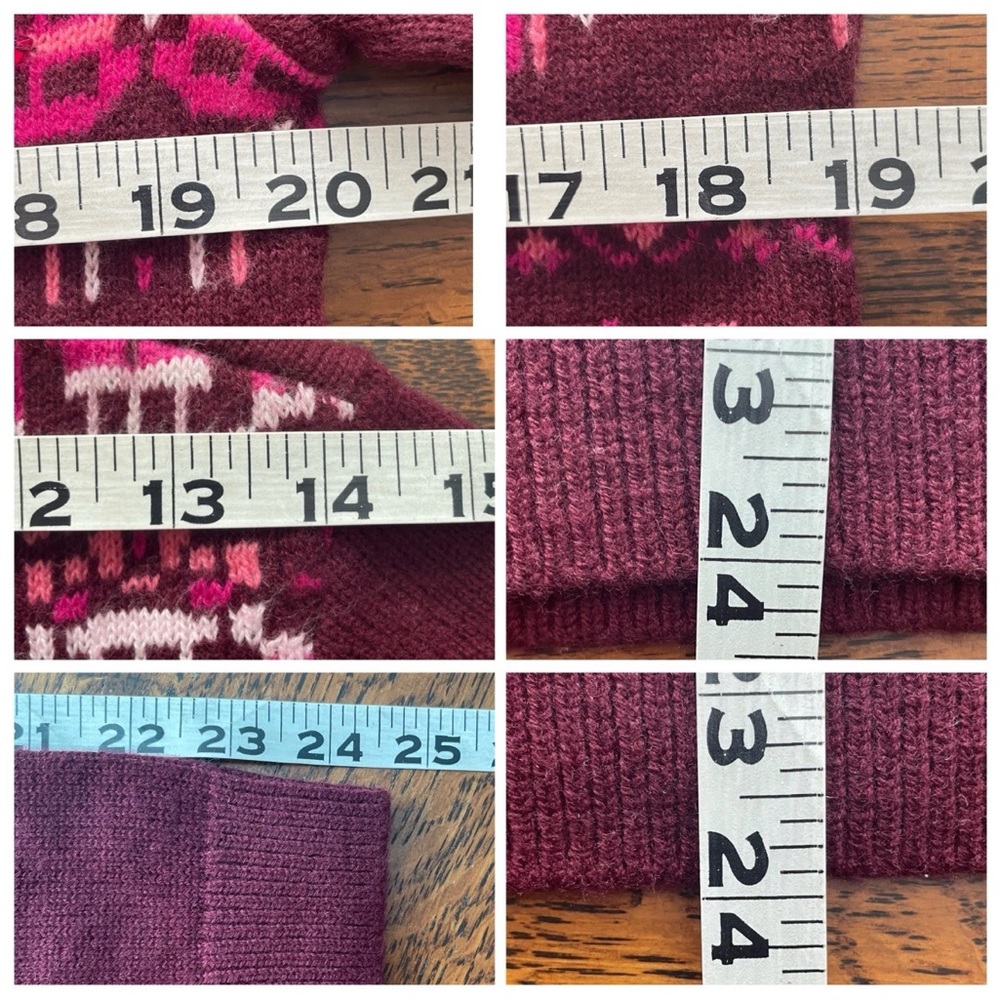 Talbots Fair Isle Lambswool Blend Beaded Sweater Burgundy Magenta Size Medium - Picture 7 of 7